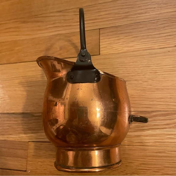 Vtg. copper w/cast iron handle miniature coal bucket pitcher scuttle jug stamped - Picture 6 of 8